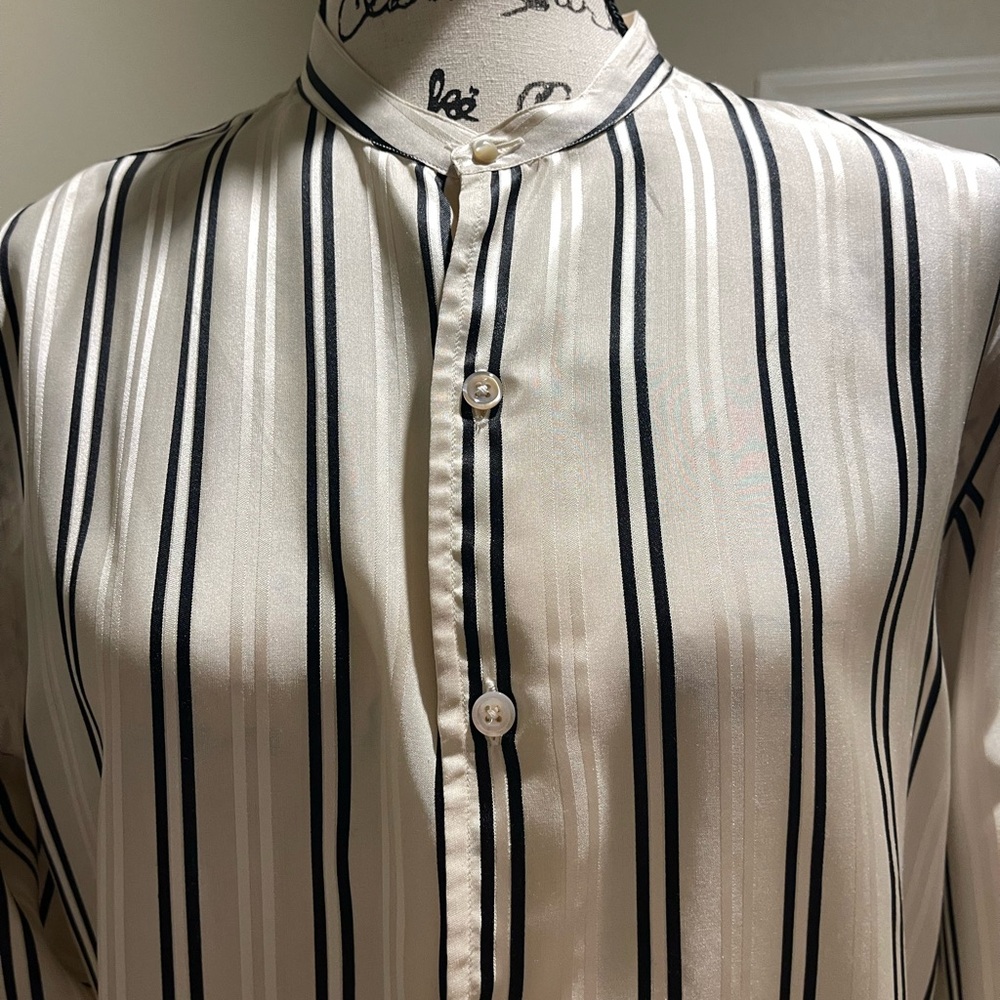 Ralph Lauren Purple Label Cream and Black Striped Midi Dress